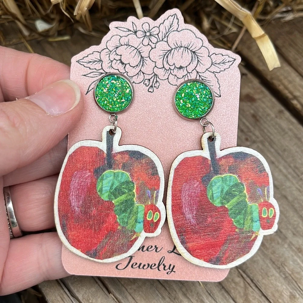 Eric Carle Book Character Earrings/ Teacher Earrings - Picture 4 of 12
